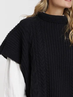 Poncho noir femme