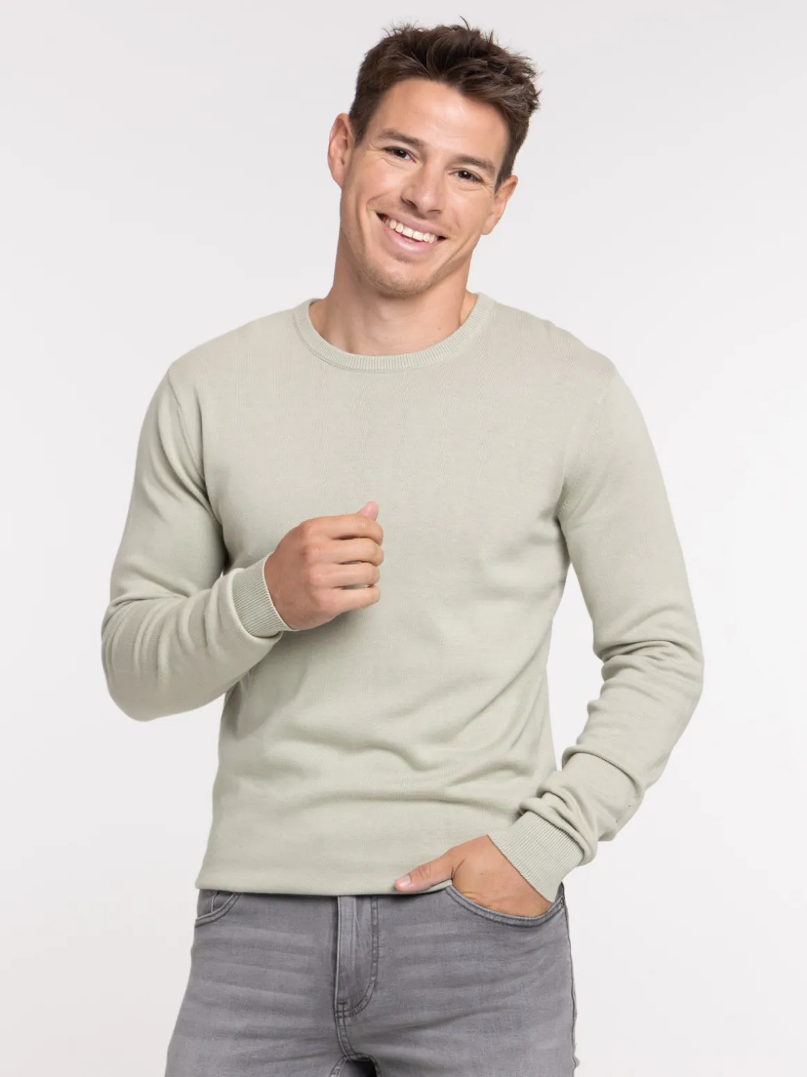 Pull 100% coton sauge homme