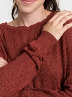 Pull ajouré tabac rougi femme