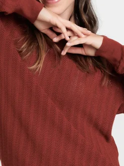 Pull ajouré tabac rougi femme