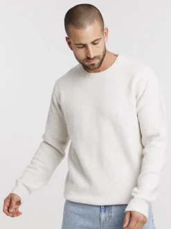 Pull beige col rond homme