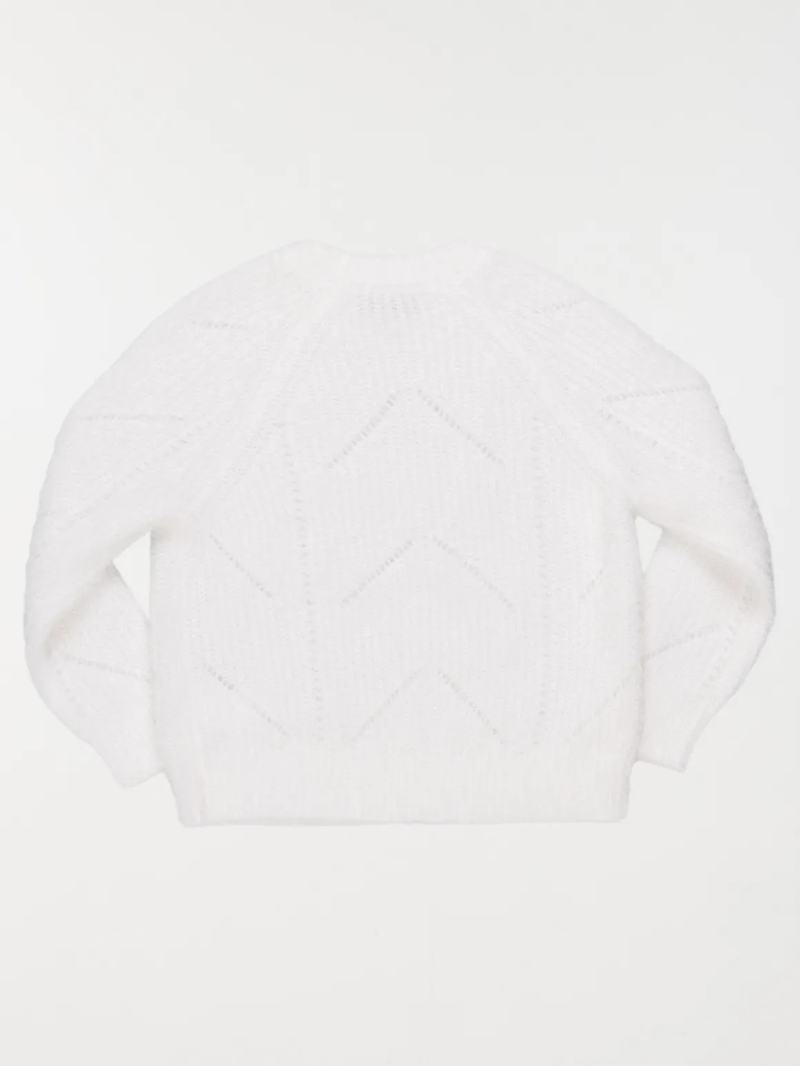 Pull blanc ajouré fille (3-12A)