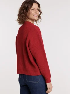 Pull boutons coeurs strass femme