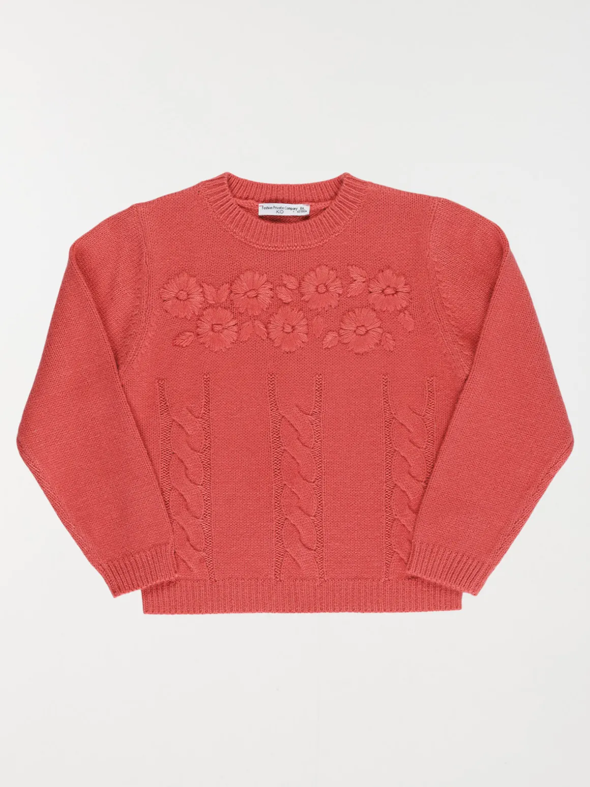 Pull broderies fleurs fille (3-12A)