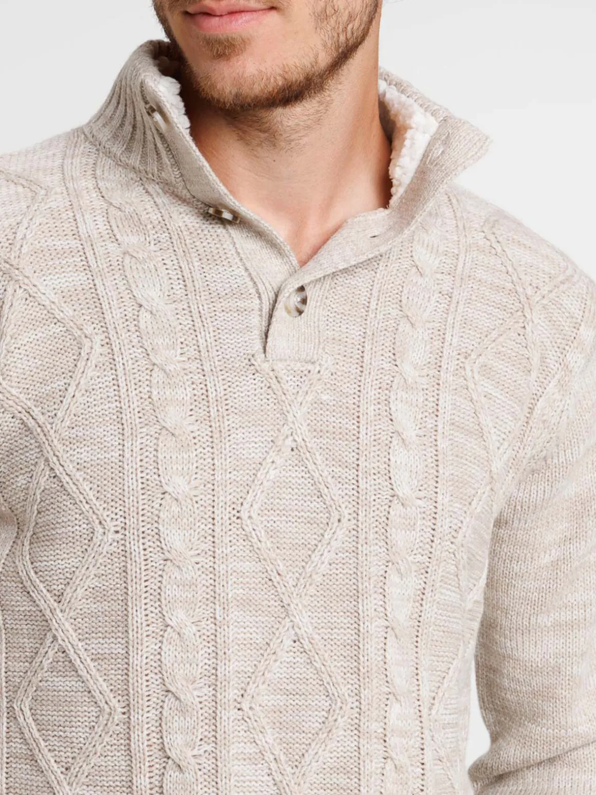 Pull col montant boutonné homme