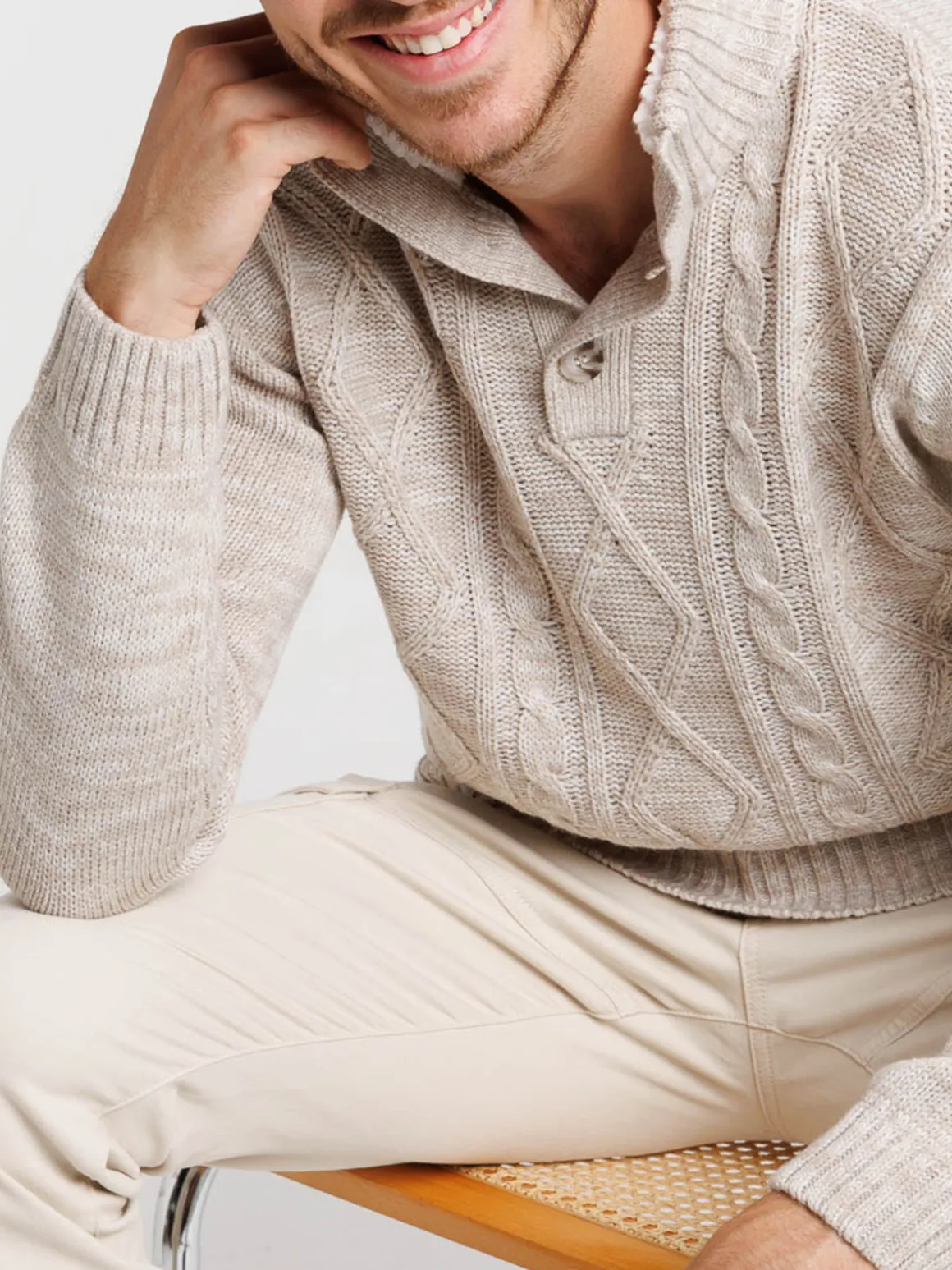 Pull col montant boutonné homme
