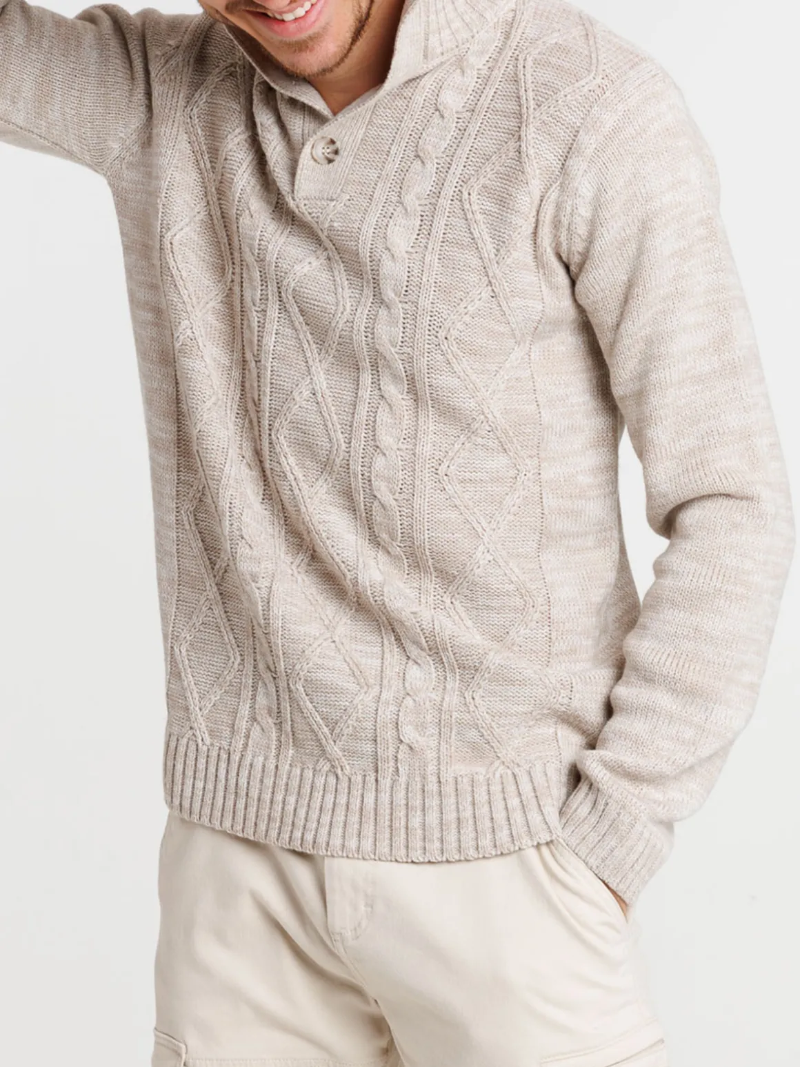 Pull col montant boutonné homme