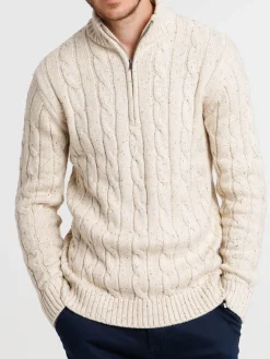 Pull col montant maille torsadée homme
