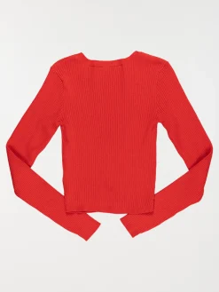 Pull col rond cerise fille (XXS-M)