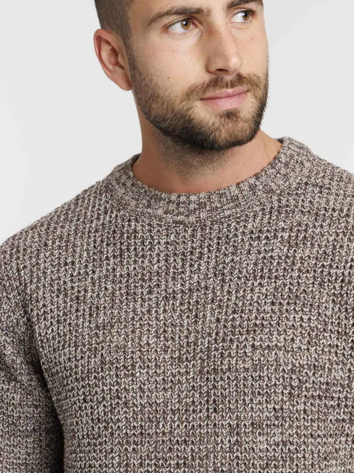 Pull col rond coloris expresso homme