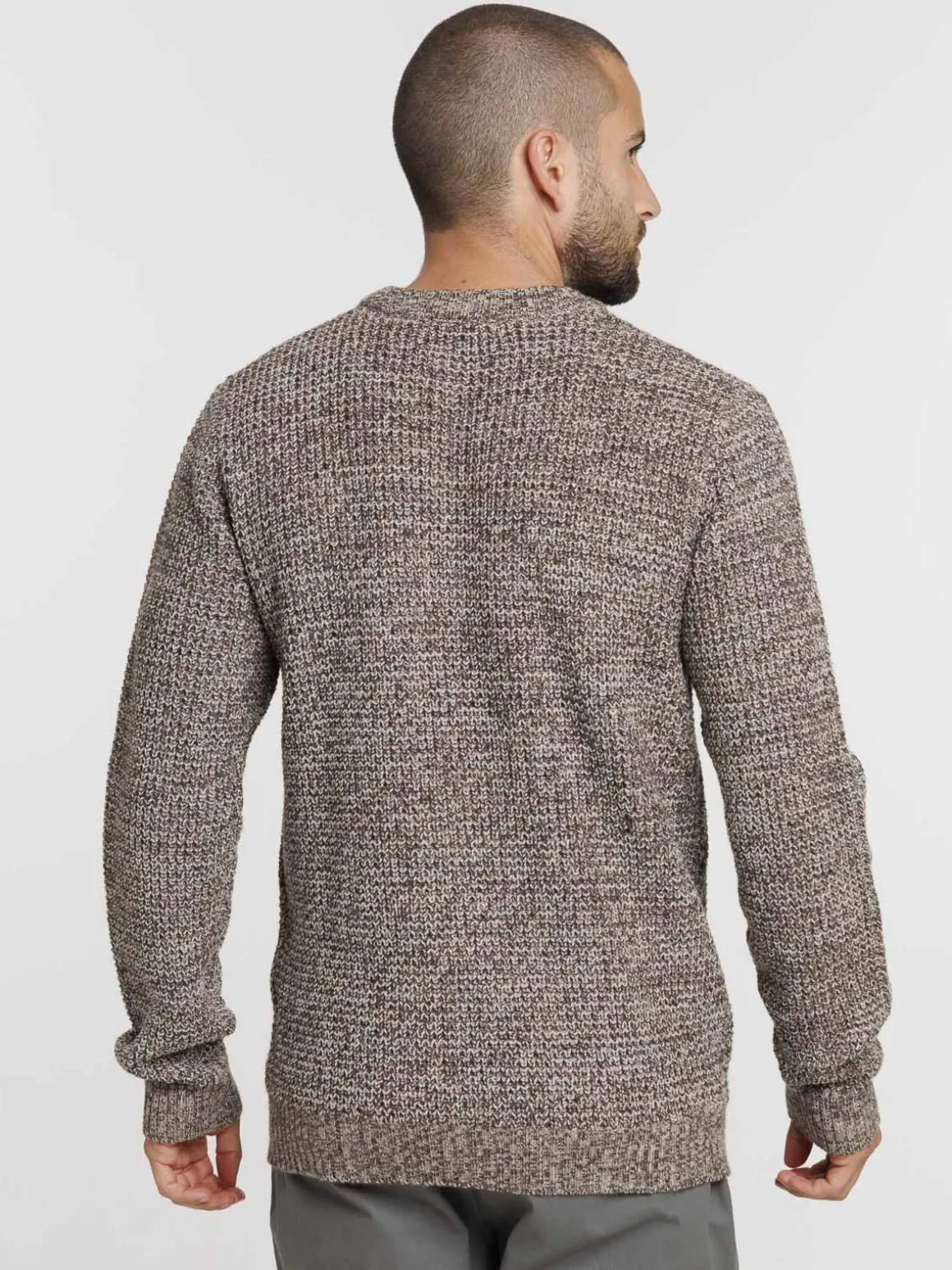 Pull col rond coloris expresso homme