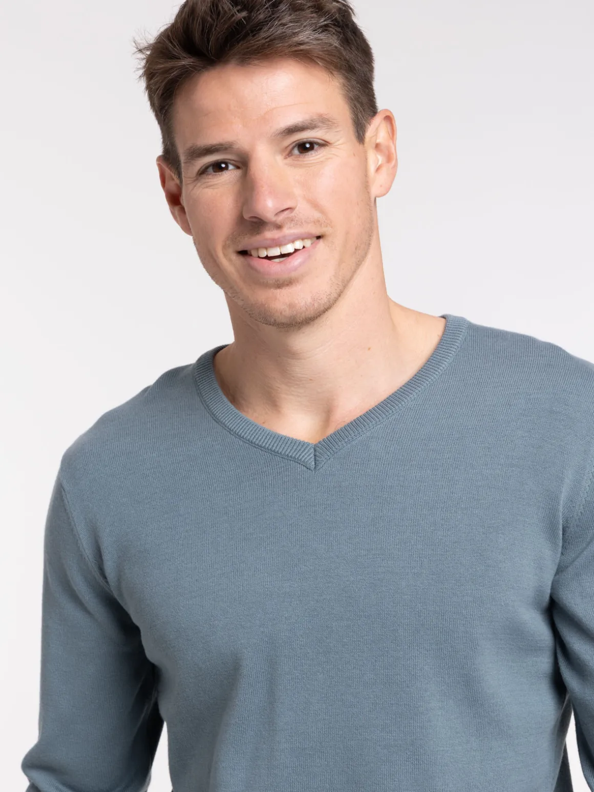 Pull col rond coloris tonnerre homme