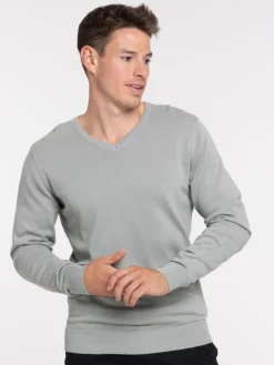 Pull col rond coloris vert froid homme