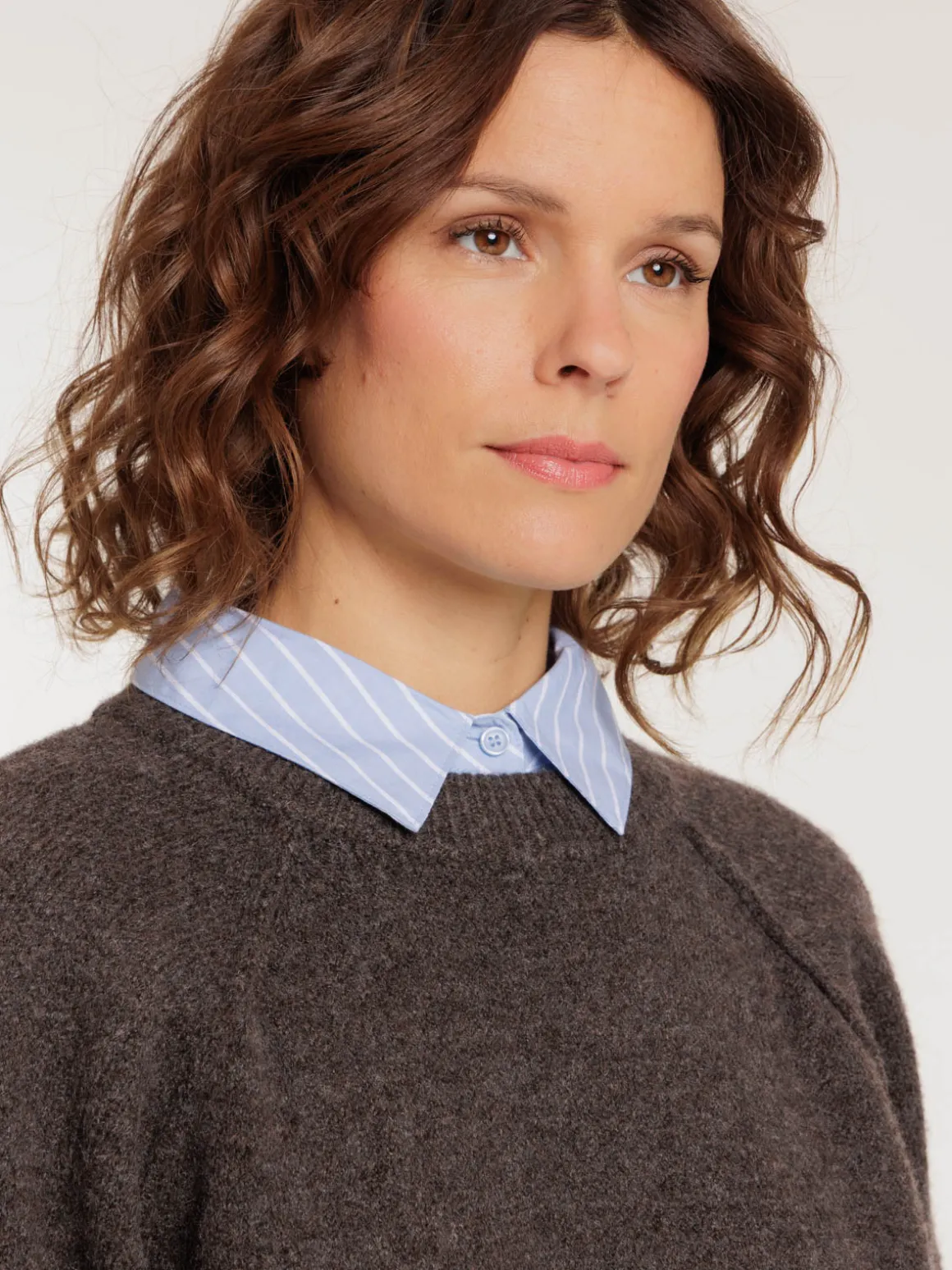 Pull col rond écorce femme