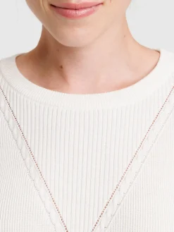 Pull col rond écru femme