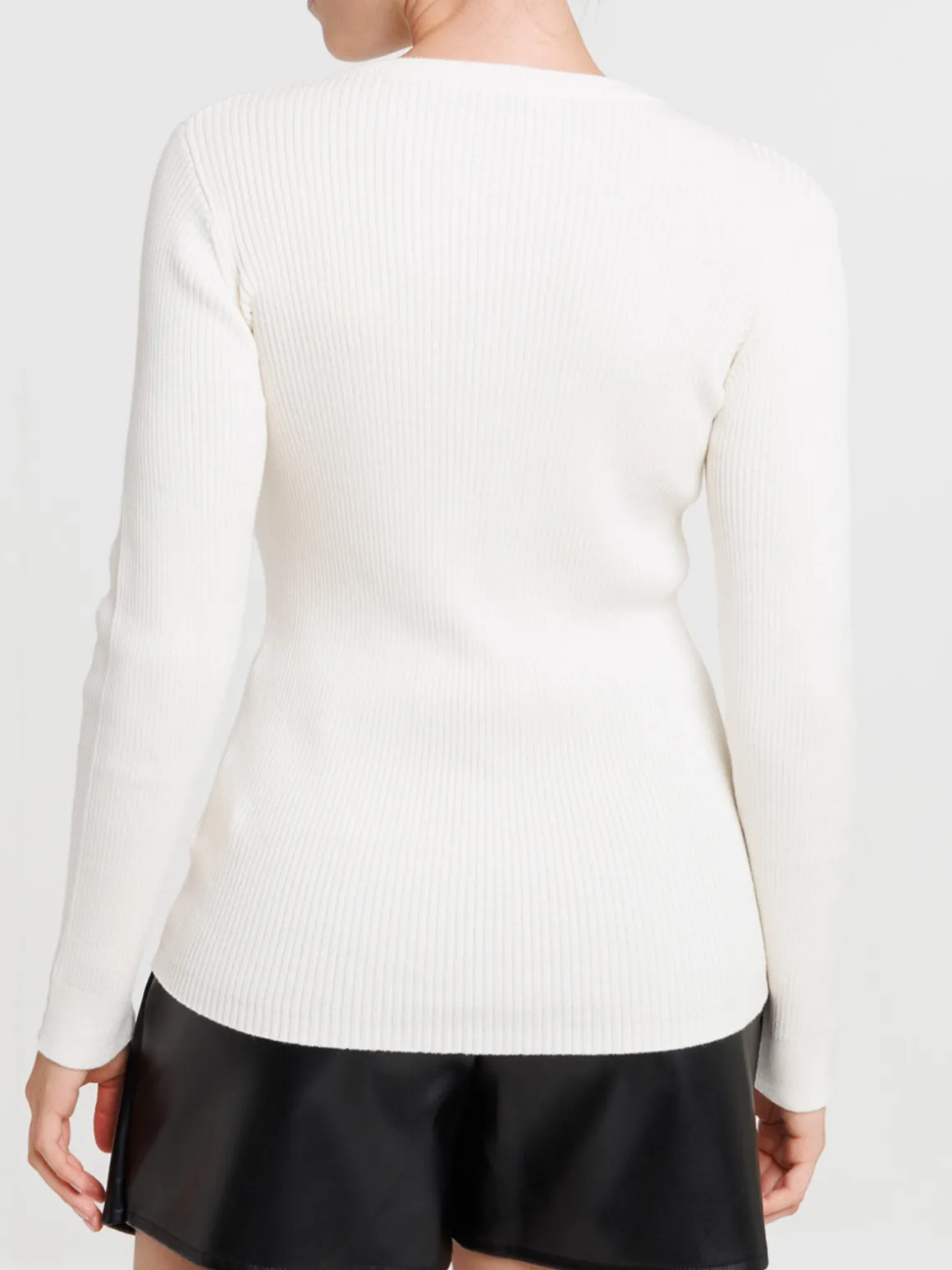 Pull col rond écru femme