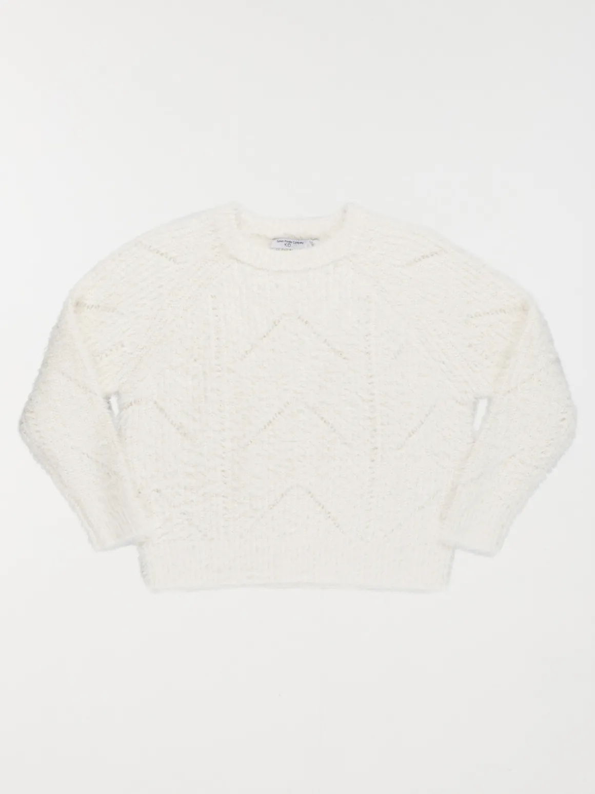 Pull col rond écru fille (3-12A)