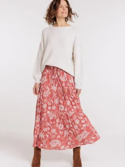 Pull col rond maille ajourée femme