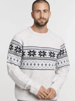 Pull col rond motif jacquard homme