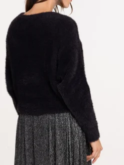 Pull col rond noir femme