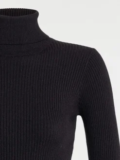 Pull col roulé noir femme