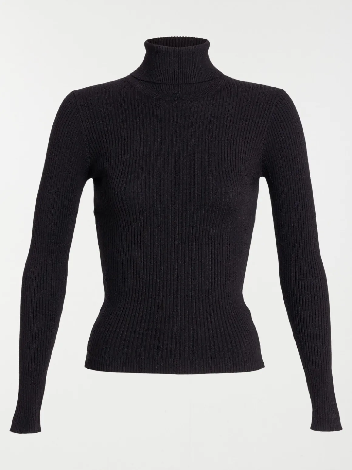 Pull col roulé noir femme