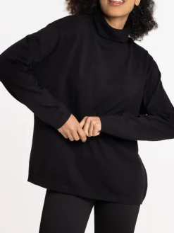 Pull col roulé noir femme