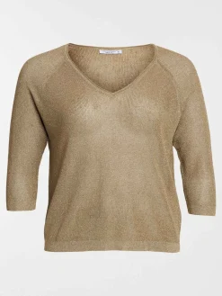 Pull col V caramel grande taille femme