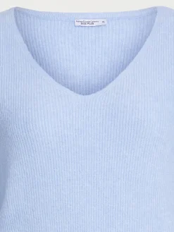 Pull col V côtelé grande taille femme