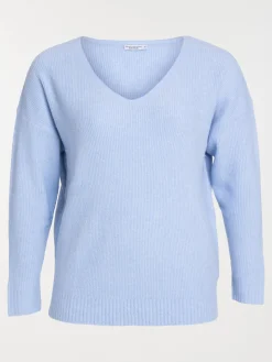 Pull col V côtelé grande taille femme