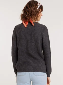 Pull col V dentelle femme