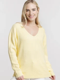 Pull col V jaune summer femme