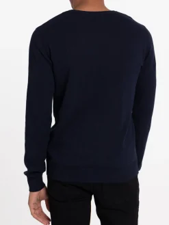Pull col V marine navy homme