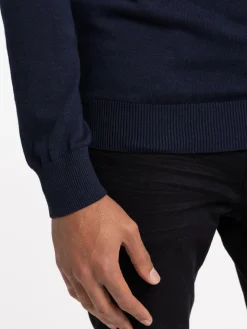 Pull col V marine navy homme