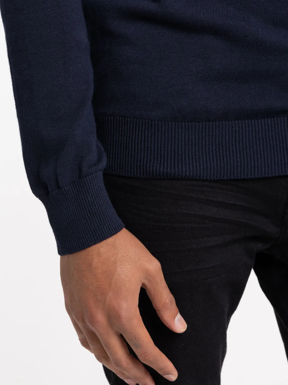 Pull col V marine navy homme