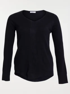 Pull col V noir grande taille femme