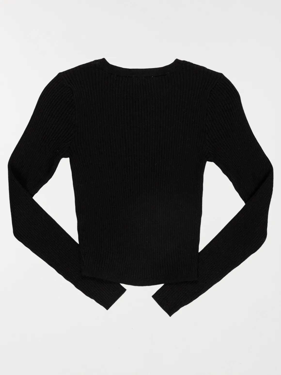 Pull court col rond noir fille (XXS-M)