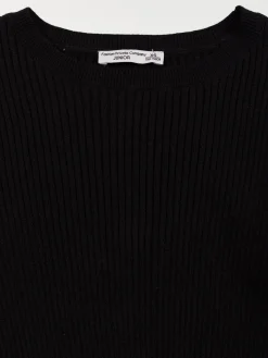 Pull court col rond noir fille (XXS-M)