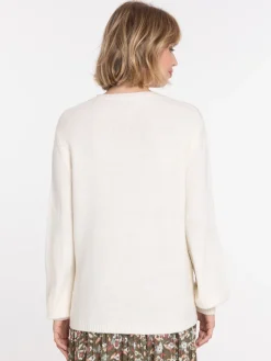 Pull écru fleurs femme