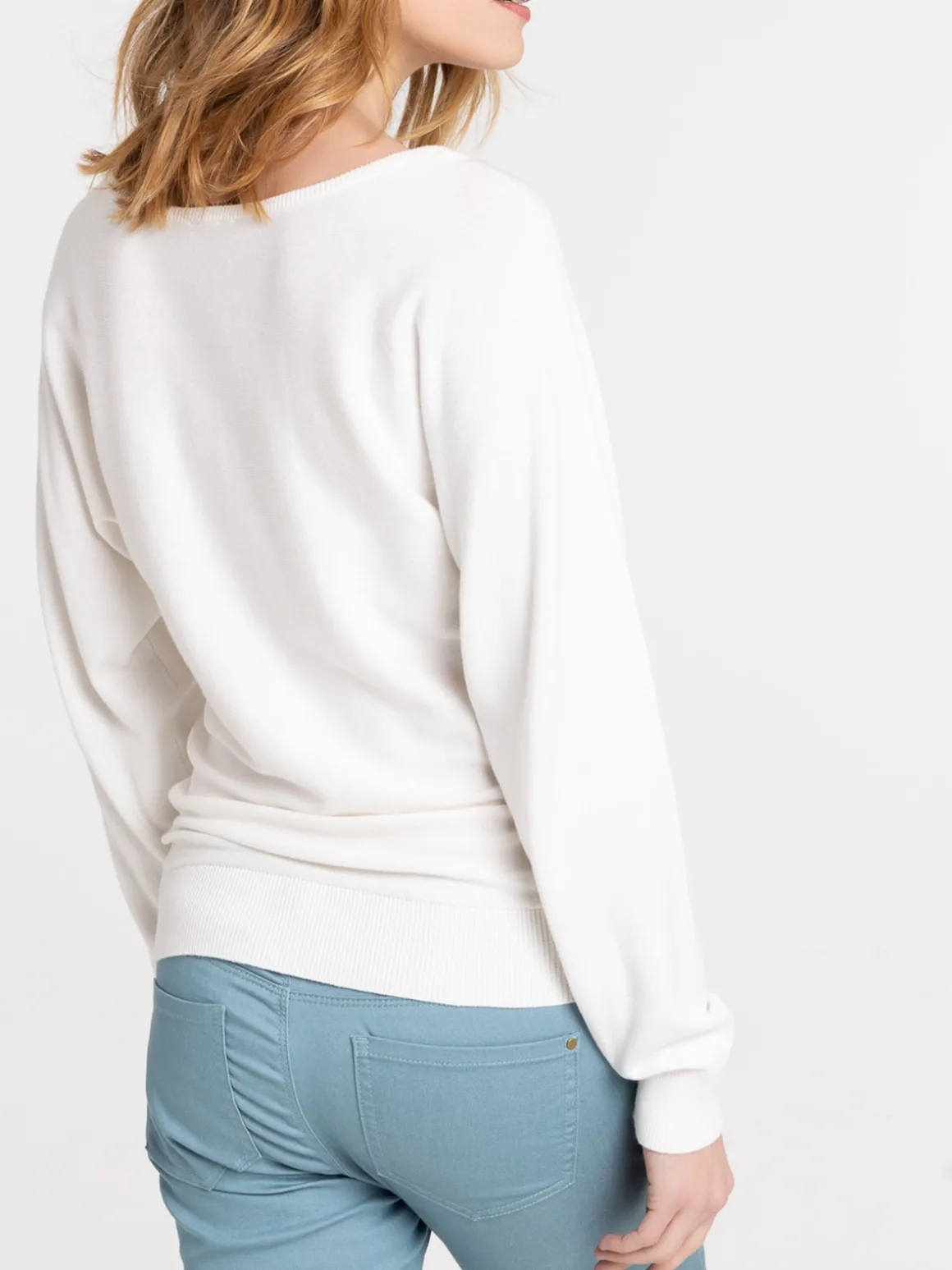 Pull écru manches longues femme