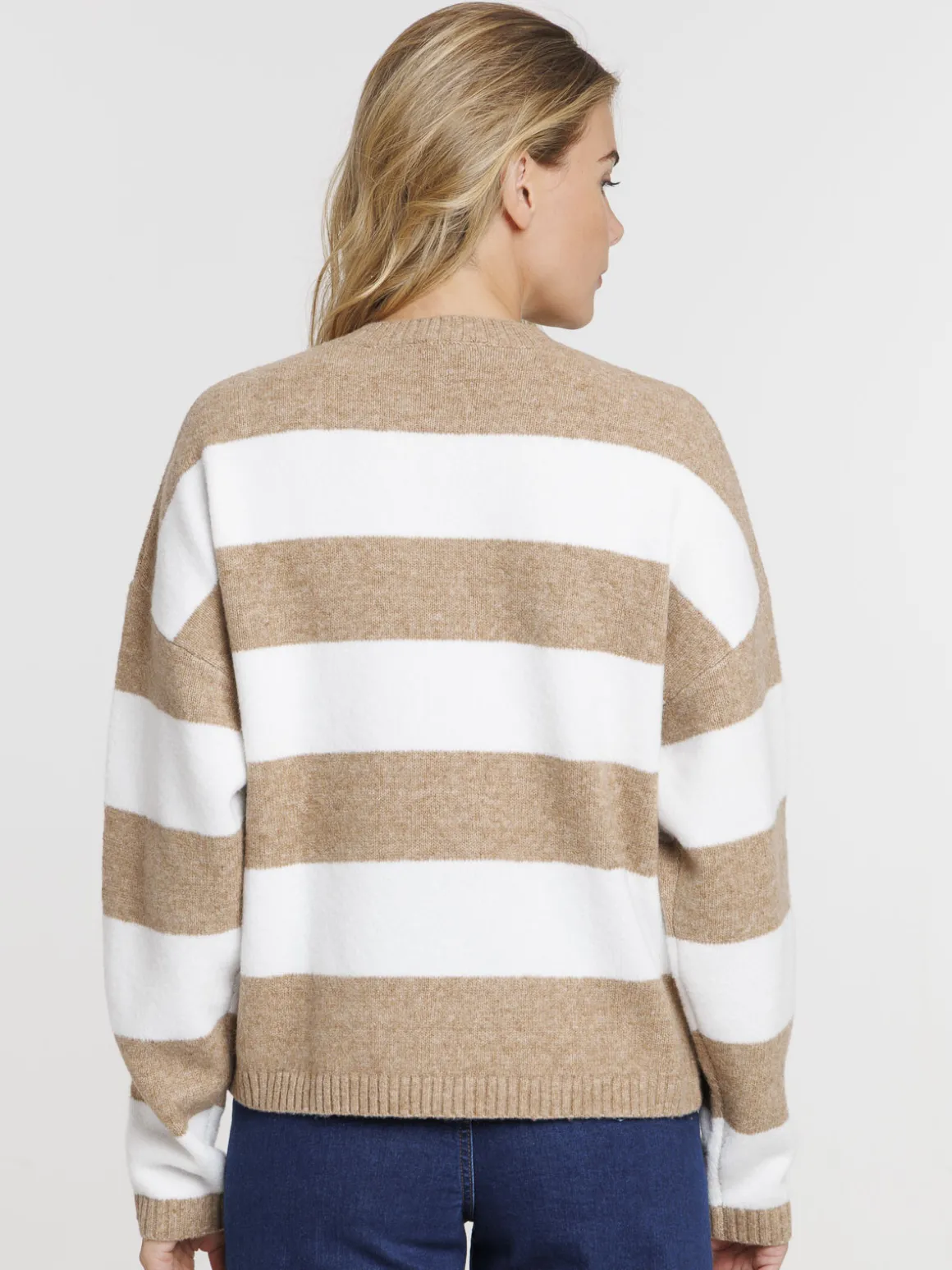 Pull écru rayé femme