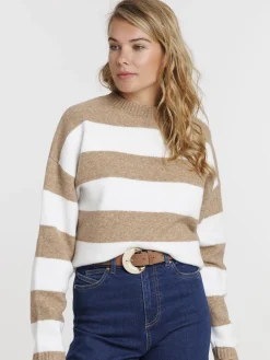 Pull écru rayé femme