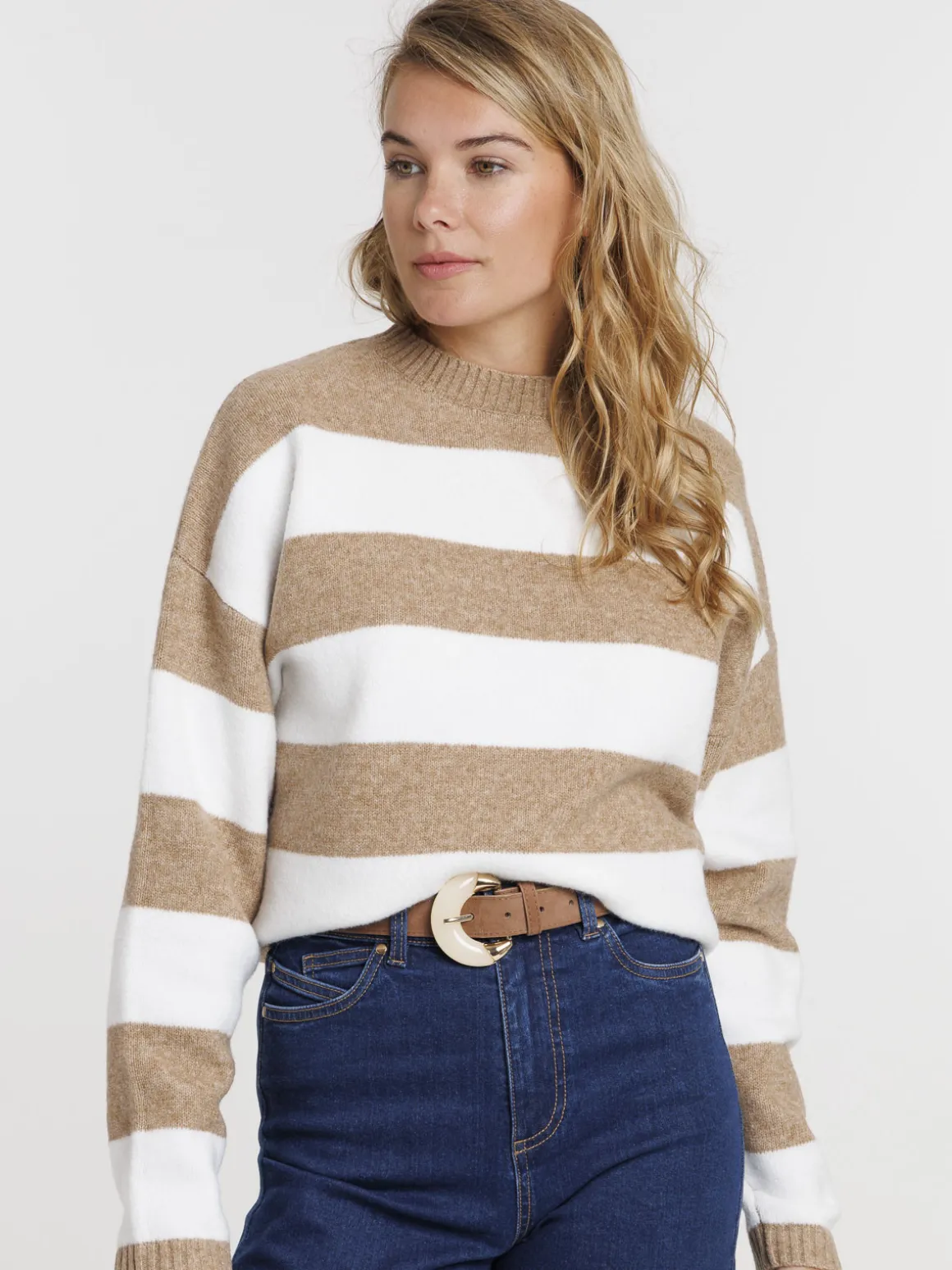 Pull écru rayé femme