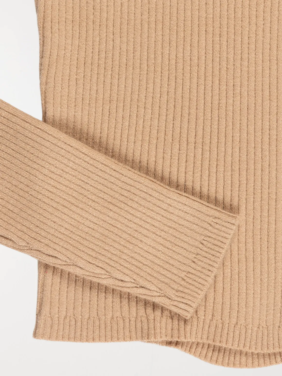 Pull côtelé camel doux fille (XXS-M)
