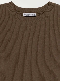 Pull côtelé vert fougère fille (XXS-M)