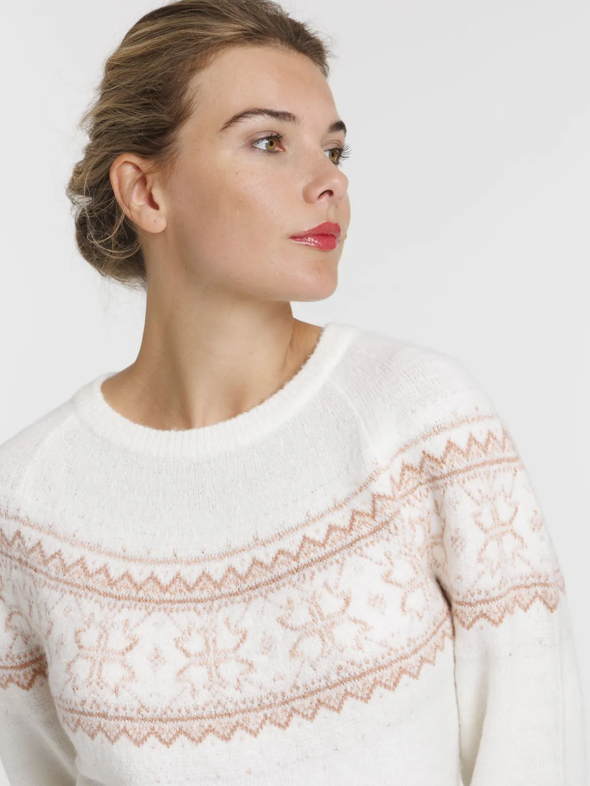 Pull de Noël écru femme