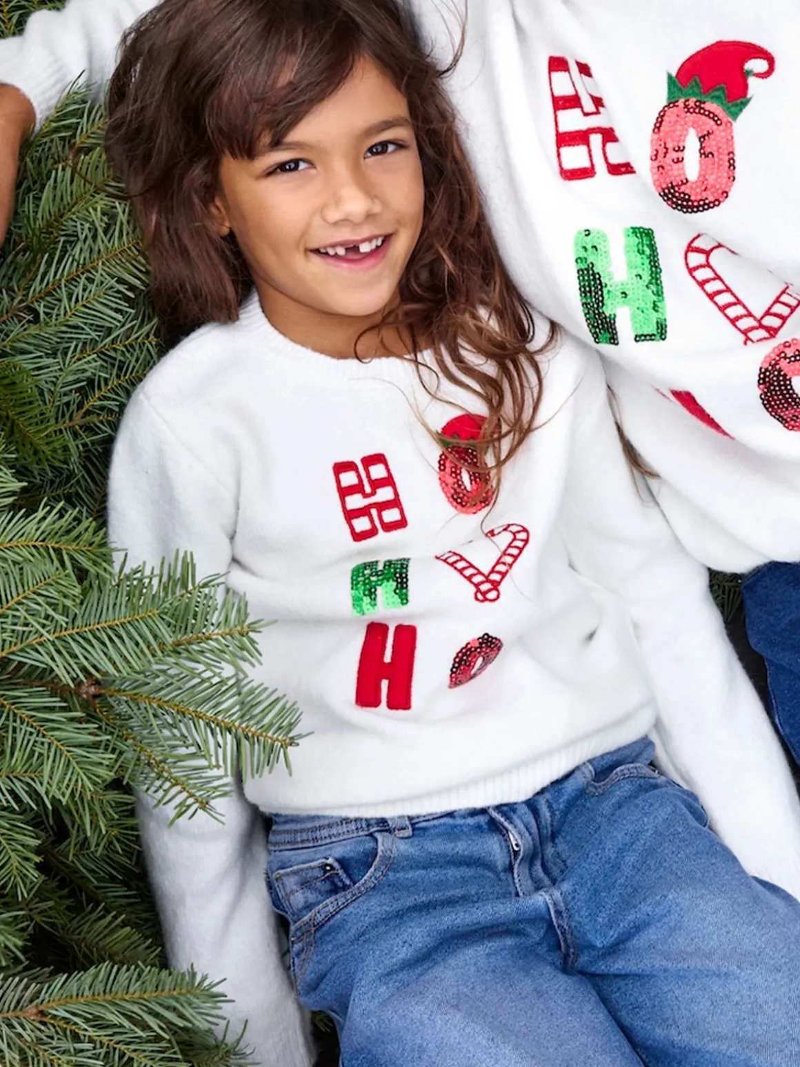 Pull de Noël ho ho ho fille (3-12A)