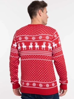 Pull de Noël rouge opéra homme