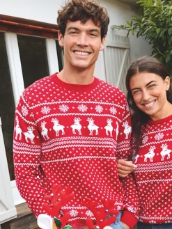 Pull de Noël rouge opéra homme