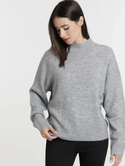 Pull femme col montant basique